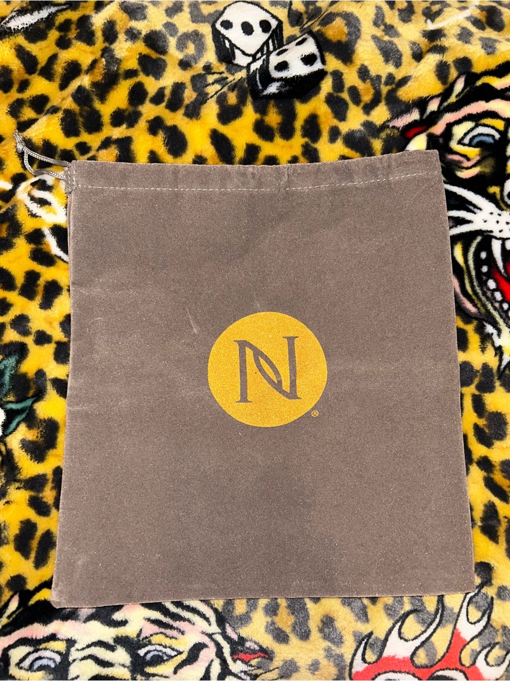 Neora Skin Care Brand Brown Suede Drawstring Pouch View 2